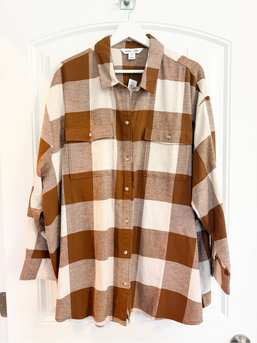 NWT Old Navy Flannel Boyfriend Tunic Shirt, Desert Floor